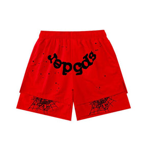 Sp5der Graffiti Logo Shorts – Multi-Color Spider Web Streetwear